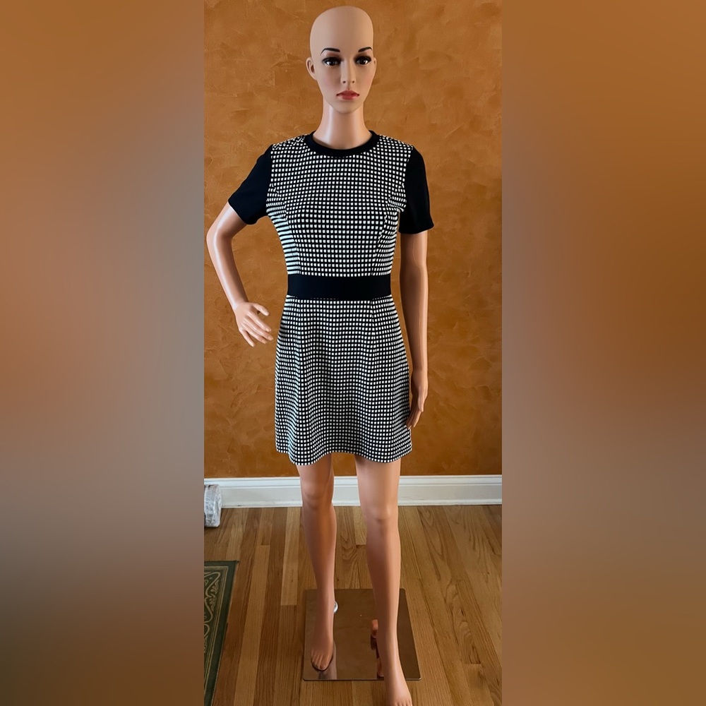 Michael Kors Black and White Geometric Mini Dress